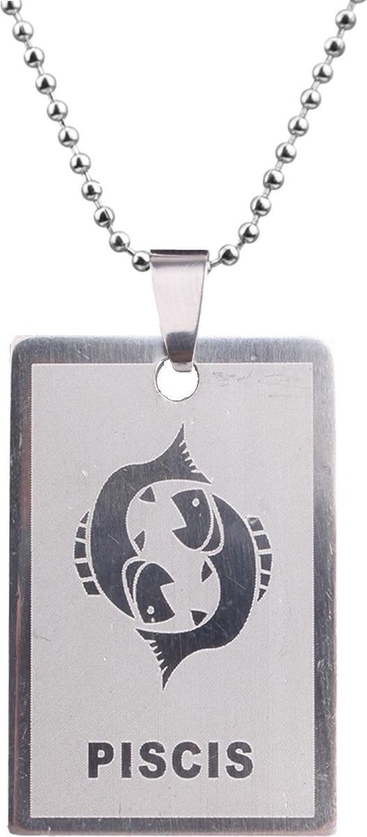 Fako Bijoux® - Ketting - RVS Hanger - Sterrenbeeld Rechthoek - Vissen