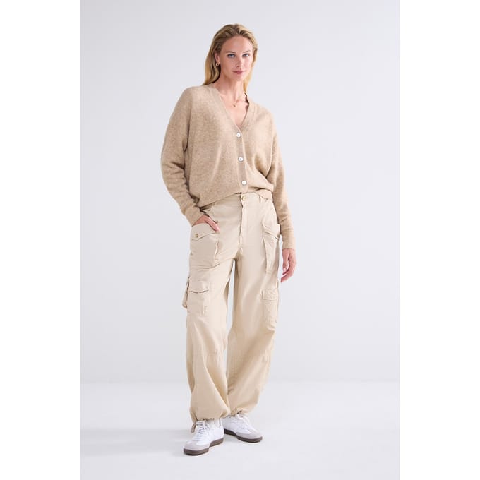 Summum Woman Loose Cargo Pants Lt Crispy Plain Weave Dune Größe: 34 | Cargohosen Outlet | Damen