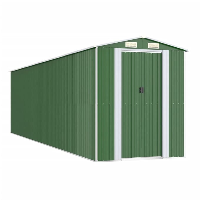 vidaXL - Tuinschuur - 192x772x223 - cm - gegalvaniseerd - staal - groen