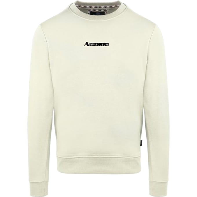 Aquascutum Heren Katoenmix geribbeld kraag Regular Sweatshirt (Boter)