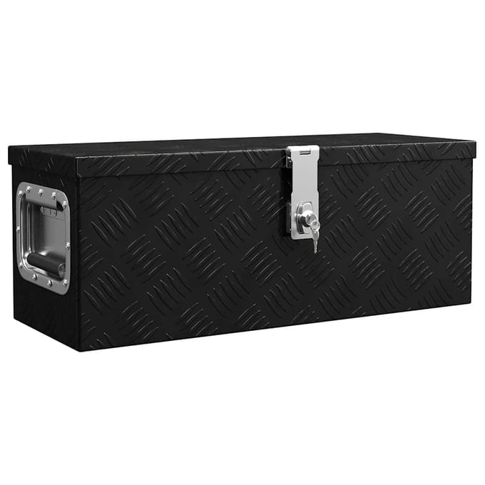 vidaXL - Opbergbox - 60x23,5x23 - cm - aluminium - zwart