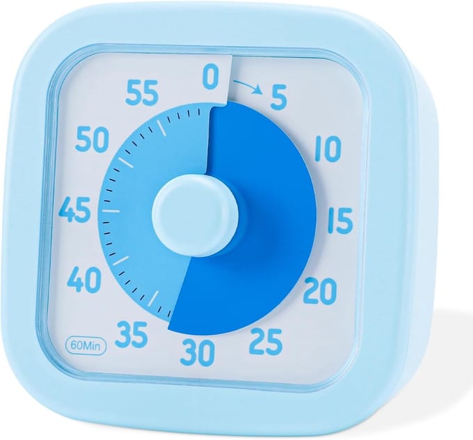 Visuele Timer - Afteltimer Klok - Tijd Beheer - Geruisloze Werking - 60 Minuten - Blauw