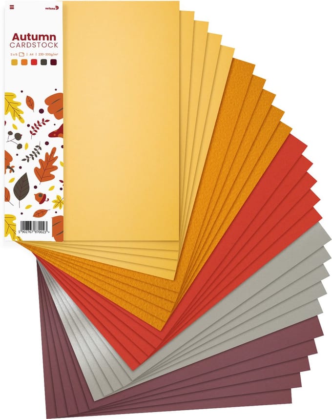 Netuno - set Bristol-karton in herfstkleuren - 5x5 - A4 - 21 x 29,7 cm - 25 vellen