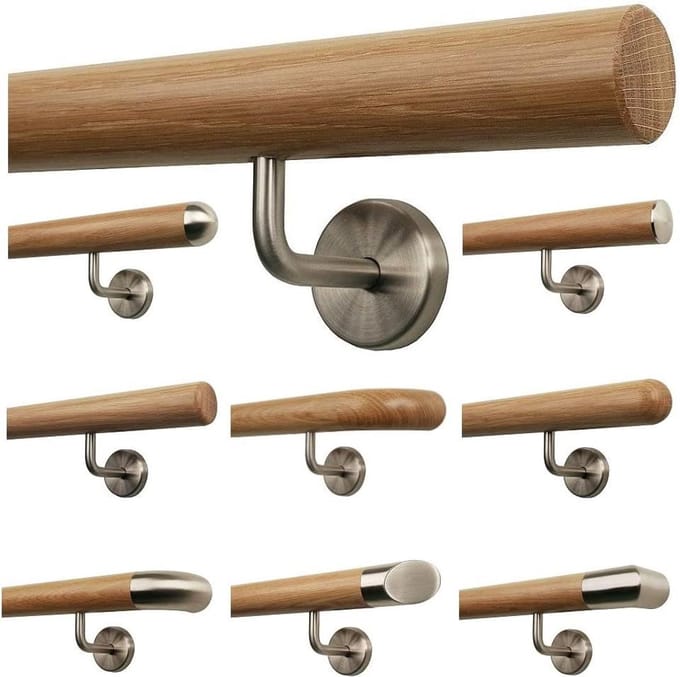 Eikenhouten trapleuning - Houten leuning Trapboom - Veilig traplopen - Gefacetteerd uiteinde - 180 cm - Niet gespecificeerd