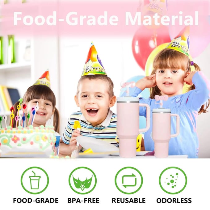 Couvercles de paille en forme de nœud mignon, compatibles avec les gobelets de 30 et 40 oz, couvercles réutilisables en silicone pour protéger les pailles 3PCS E