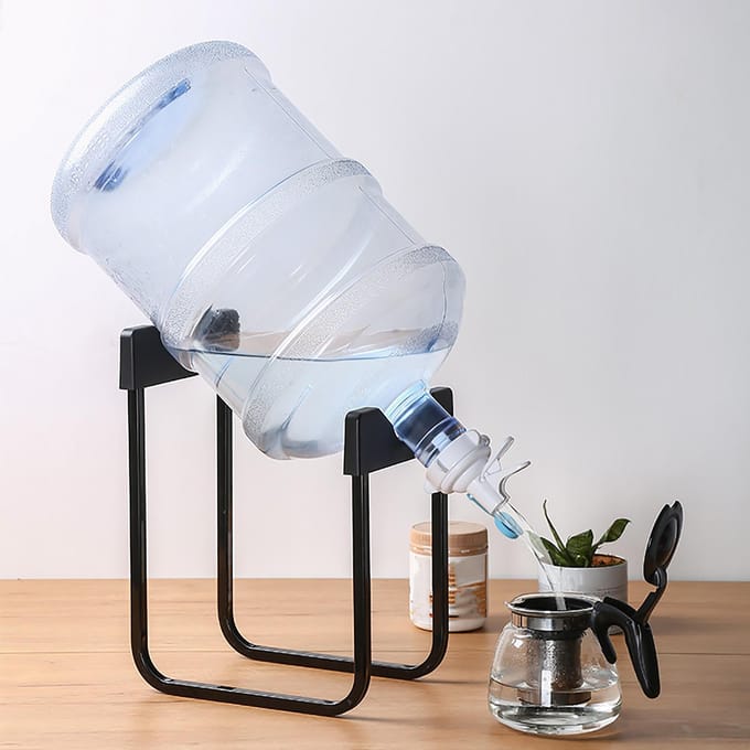 Flessenwaterstandaard en Dispenserkraan Stabiele Ondersteuning Afneembaar Universeel Vat Mineraalwater black