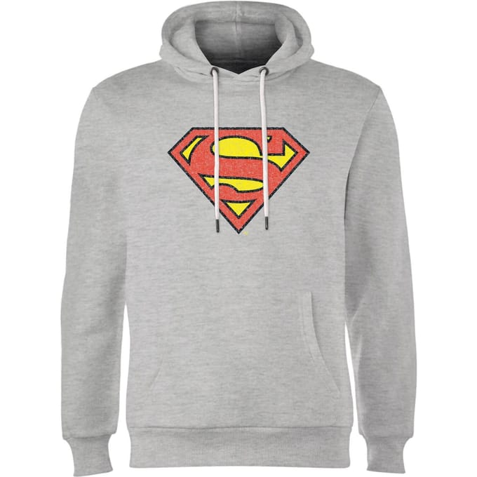 Official Superman Crackle Logo Hoodie - Grey - S
