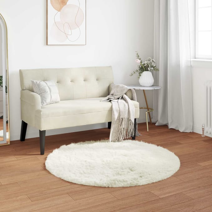 vidaXL - Tapijt - van - imitatie - schapenvacht - TAFALLA - Wit - Ø - 80 - cm - Polyester
