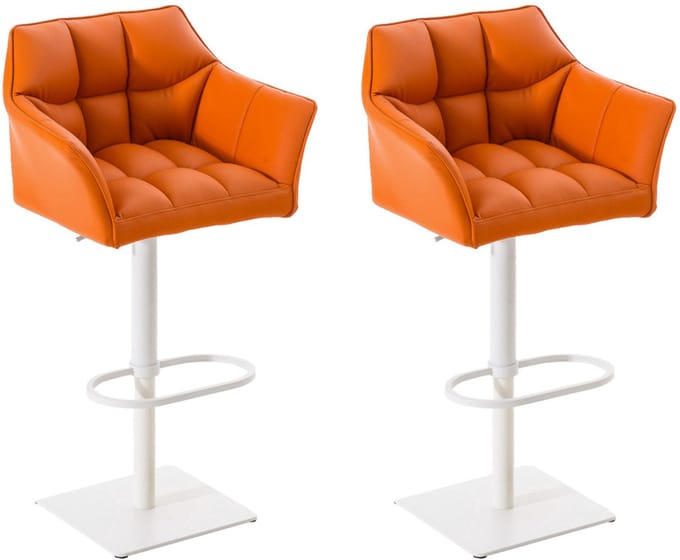 CLP Damaso Set van 2 barkrukken - Kunstleer oranje wit