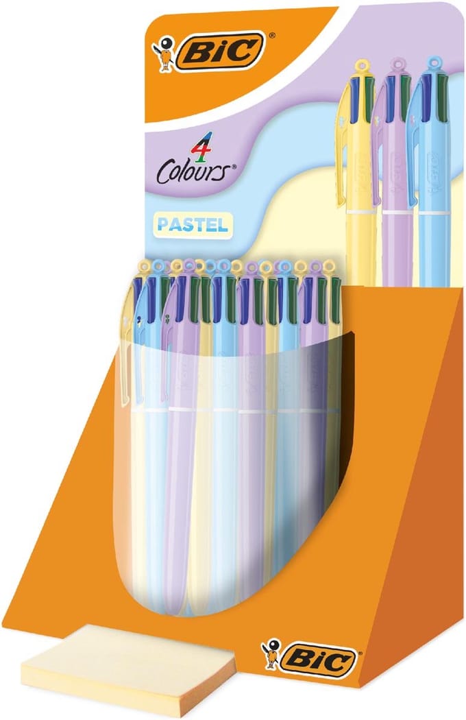 4-kleuren balpen bic pastel ass display à 30 stuks