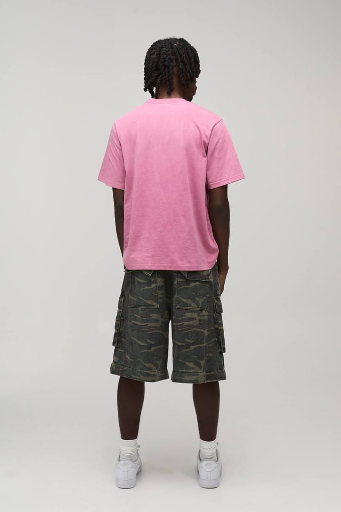 Essential Gewassen Boxy Heavyweight T-shirt | Washed Pink | Size Medium