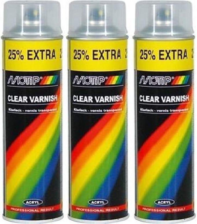 Motip Blanke Hoogglans Acryllak - 500 ml - 3 Stuks