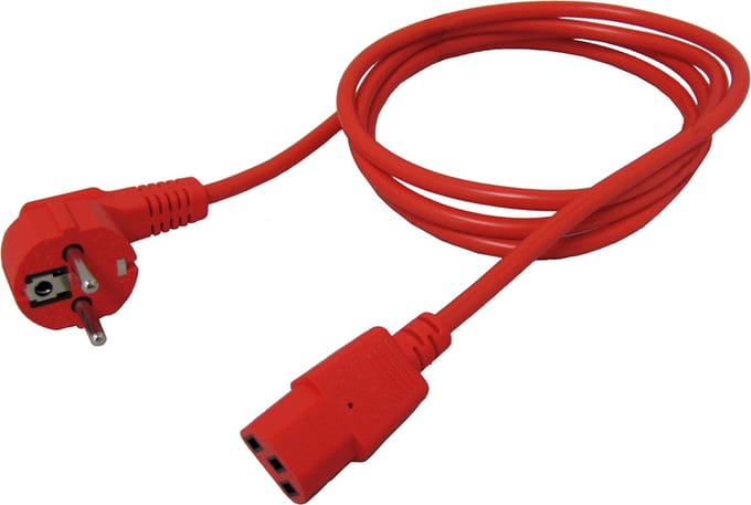 ROLINE Stroomkabel, recht IEC-Female, CEE 7/7 naar C13, rood, 1,8 m
