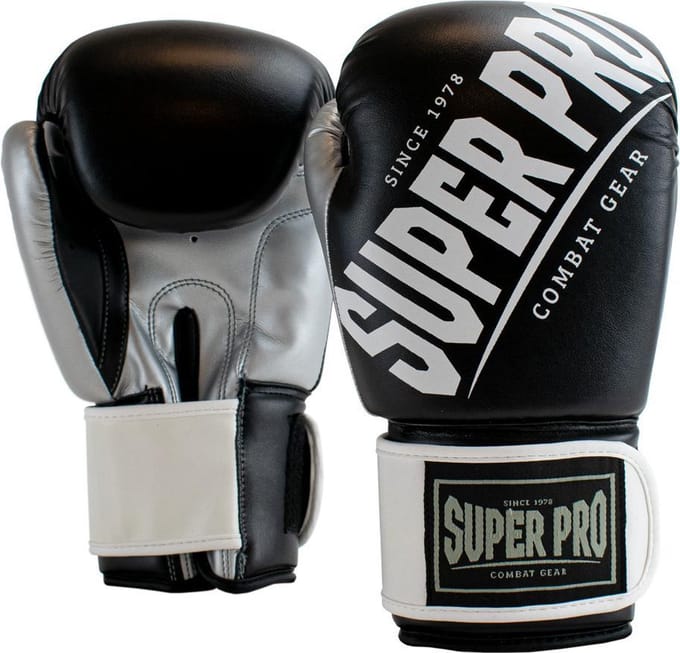 Super Pro Combat Gear (kick)bokshandschoenen Rebel Zwart/Grijs/Wit 8oz