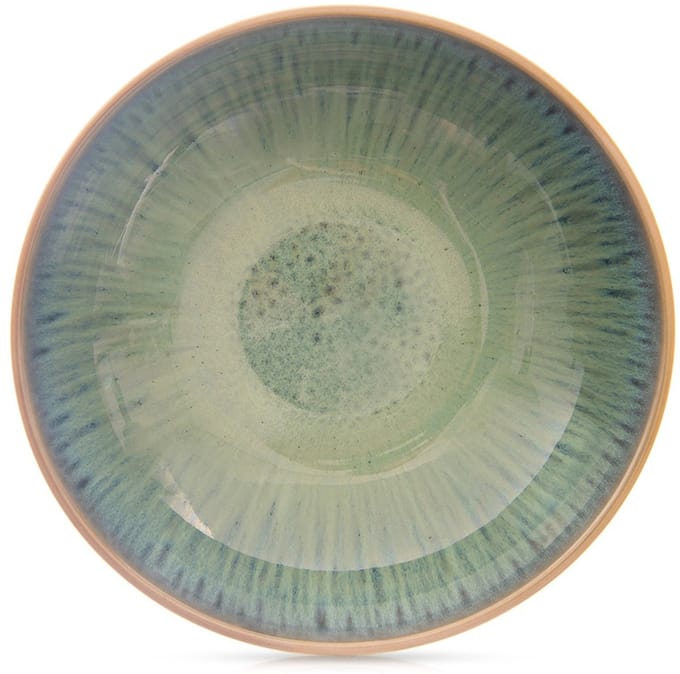 Assiette plate profonde en céramique, émail vert, 20,5 cm, 900 ml