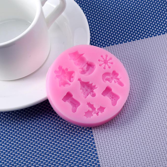 Siliconen Fondant Vorm Kerst Taartvorm Chocolade Bakken Sugarcraft Decor HOT pink