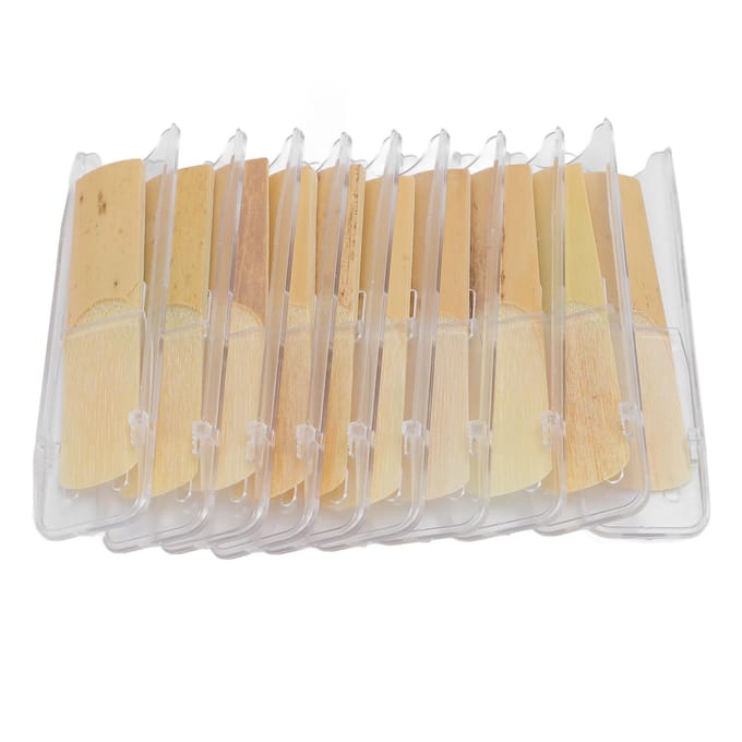 10 Stuks Eb Saxofoonrietjes Sterkte 3.0 Medium Hardheid Saxofoonrietjes met Individuele Clip beige