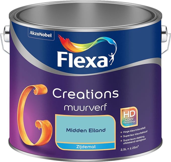 Flexa - Creations Muurverf Zijdemat - Midden Eiland - Mengverf - 2,5 L