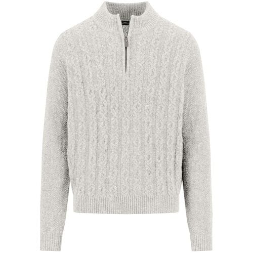 Fynch-Hatton Trui Troyer Zip Cable Knit Donegal Winter White / male