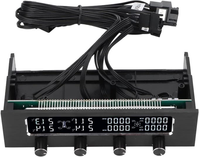 Verstelbare PC Fan Controller met LCD Display, Temperatuurregeling en Bevestigingsmateriaal voor Grafische Kaarten en CPU Koeling
