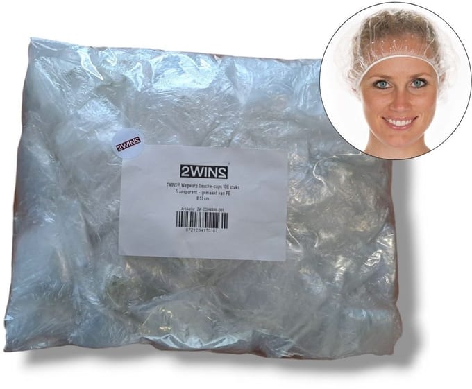 2WINS® Wegwerp Douchemuts - Bad Muts - Shower Cap - Douchekap - Douchecaps - Plastic - 100 stuks