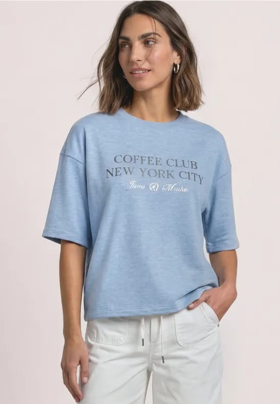 Sweatshirt met korte mouwen en tekst