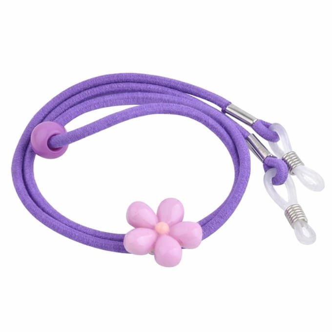 Fako Bijoux® - Brillenkoord - Kids - Elastisch - Bloem - Paars