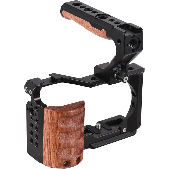 Andoer Camera Cage + Top Handle Kit Aluminiumlegering Video Cage met Cold Shoe Mount 1/4 Inch & 3/8 zwart