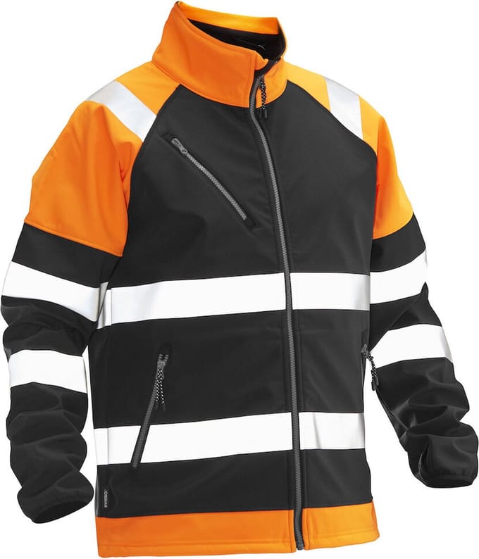 Jobman 5125 Hi-Vis Softshell Jacket 65512555 - Zwart/HV Oranje - S