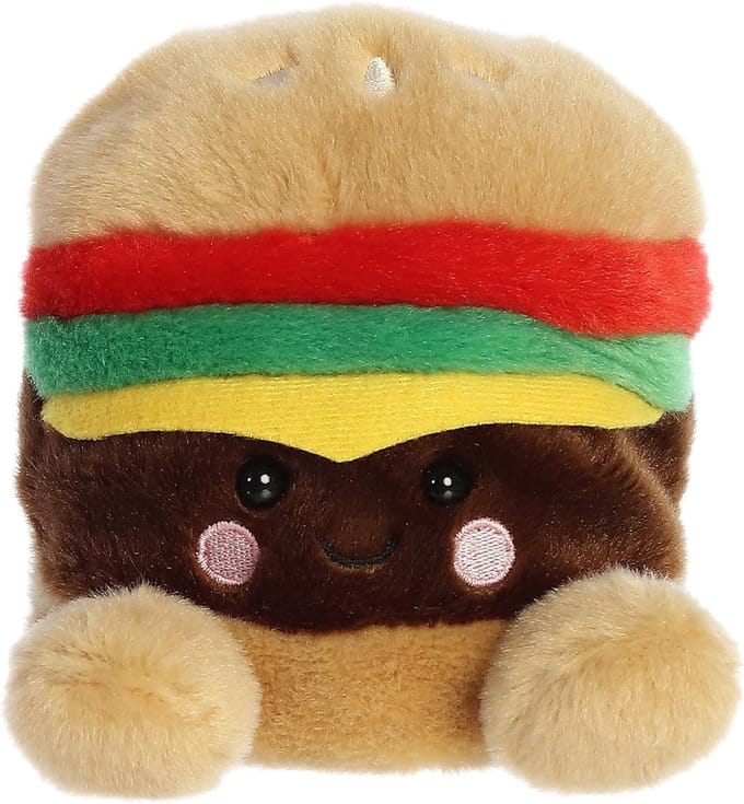 Schattige Palm Pals Cheeseburger Knuffel - Klein Pluche Speelgoed om te Verzamelen