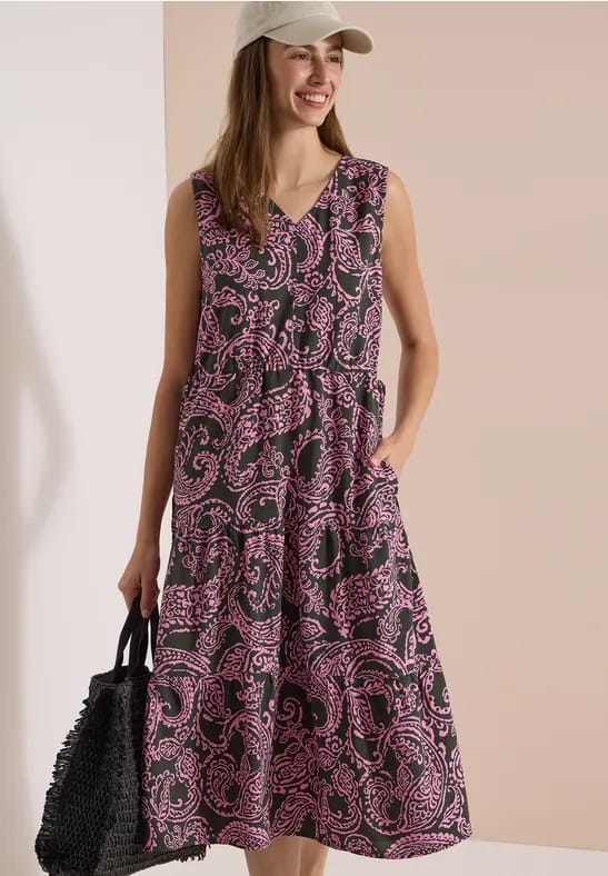 Midijurk met V-hals en print