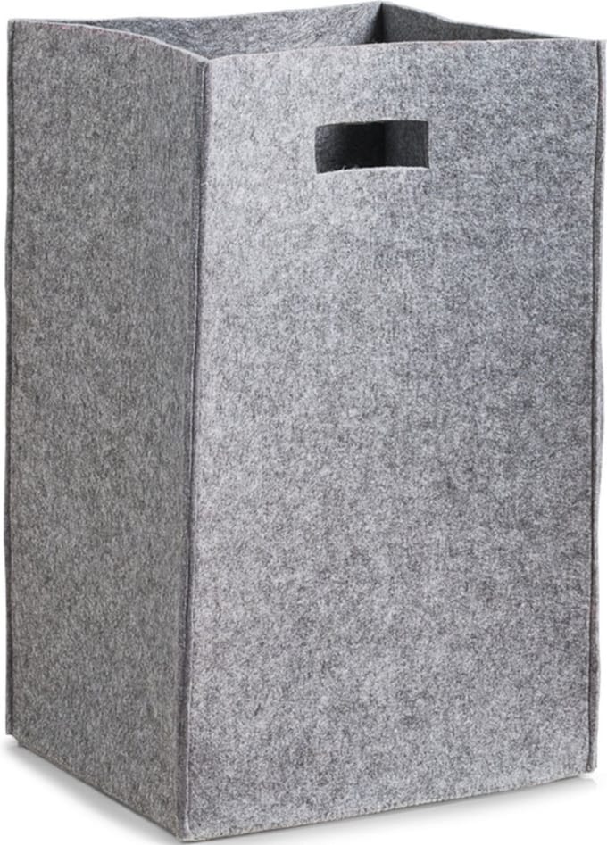 Zeller Wasmand - open - van stof - Grijs - 35 x 55 cm - met handvatten