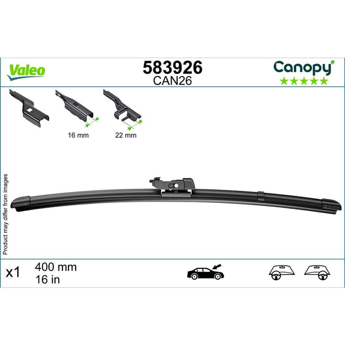 Wisserblad VALEO Canopy 583926, 400mm, Voor, 1 Stuk