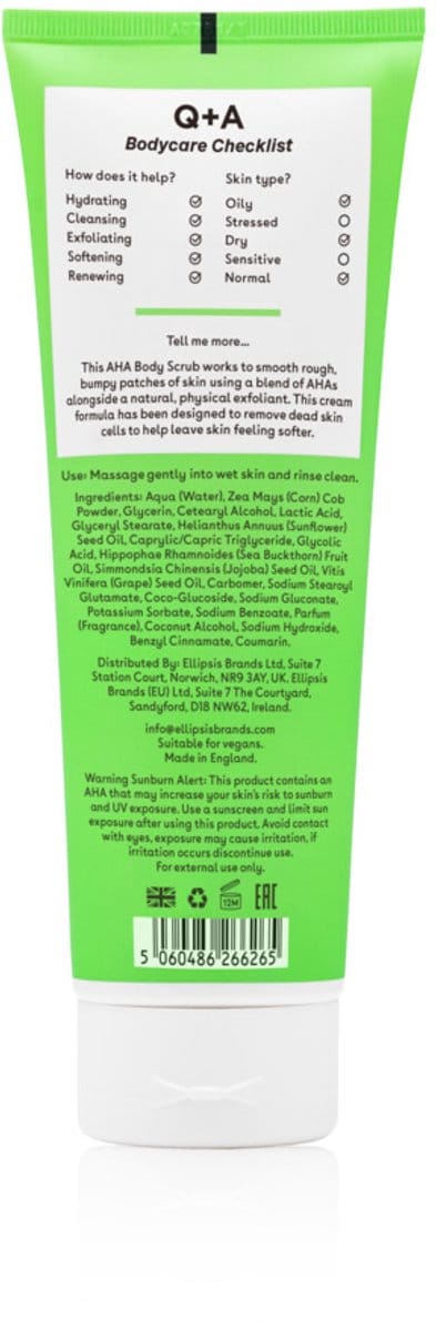 Q+A - AHA Exfoliator Body Scrub - 3 x 250 ml - Voordeelverpakking