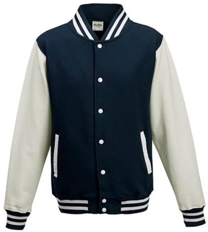 Just Hoods - Varsity Jacket - Oxford Navy/White maat S