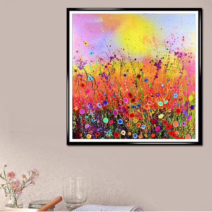 Kit complet de broderie de diamant, peinture de fleurs, paysage rond complet, photo d'arrivée 30x30CM yellow