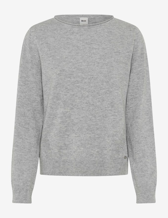 Brax Dames Trui  Style LISA cozy grey, lichtgrijs, maat 32