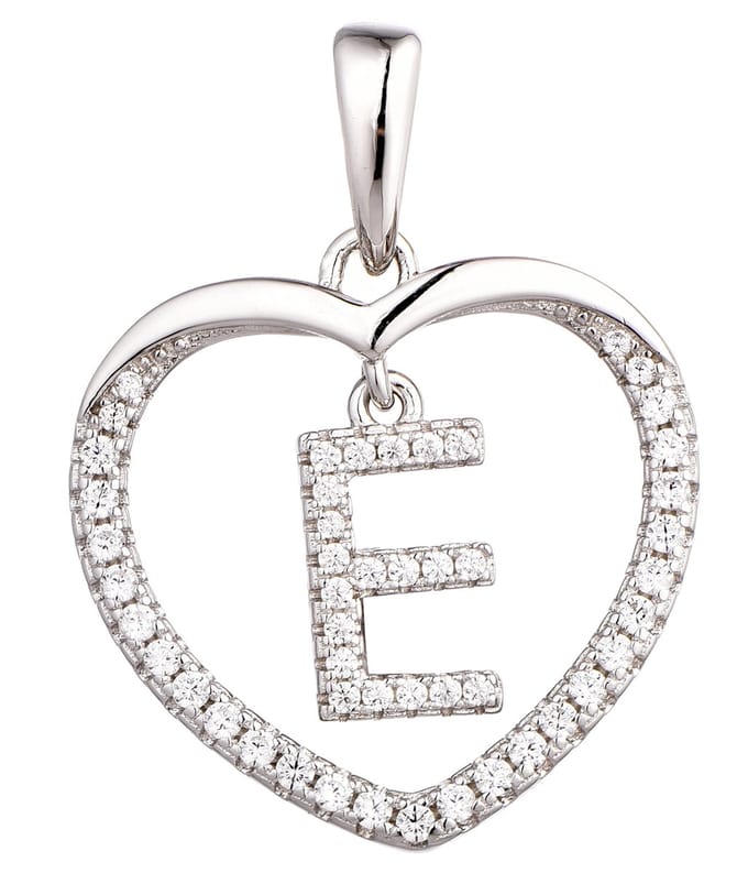 N3 Collecties 925 Hartje zilver Ketting met Hanger -Letter E
