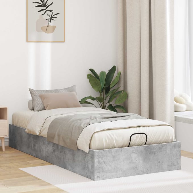 vidaXL - Ottoman - Bedframe - Beton - Grijs - 90 - x - 190 - cm - Geconstrueerd - hout