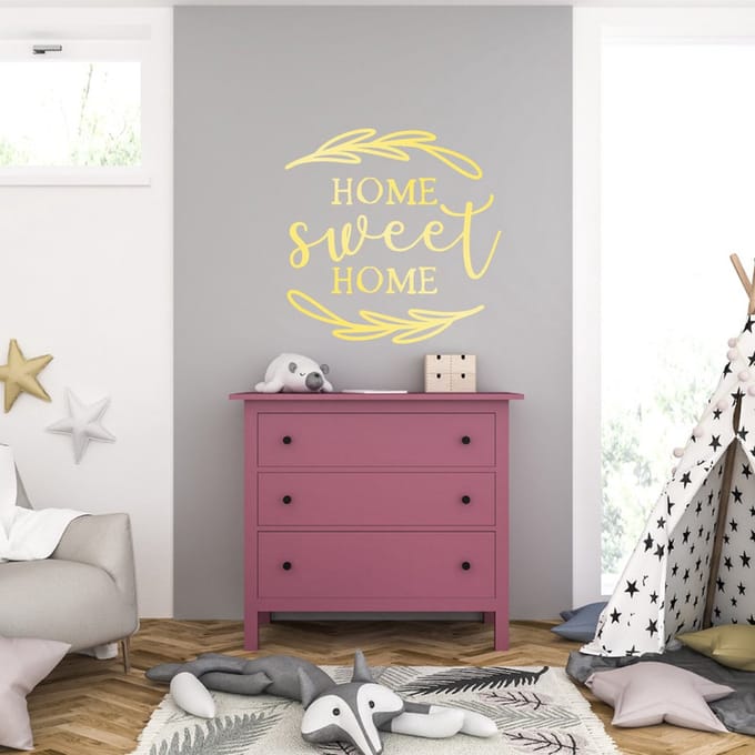 Muursticker - Home Sweet Home - 40,6 x 40,6 - Goud