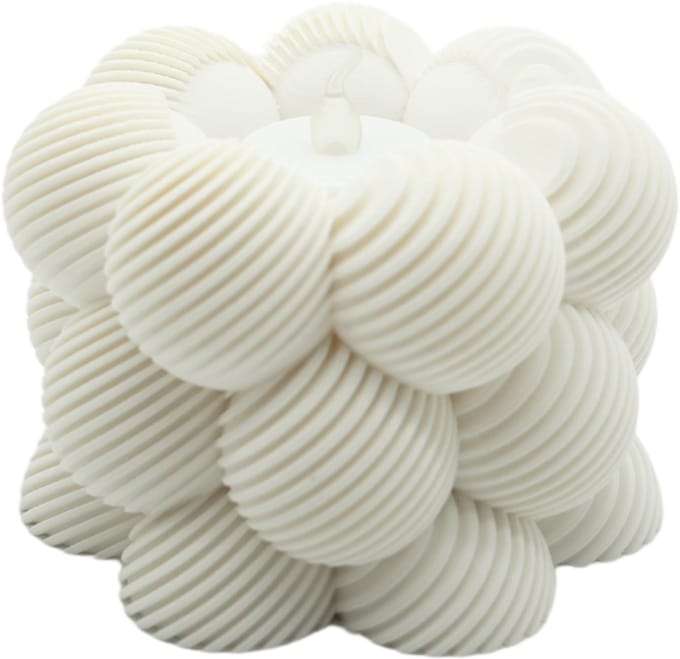 Waxinelichthouder Bubble Schuin Gestreept - Ivoor Wit - 3d geprint - Moderne woonaccessoire - Stijlvolle waxinelichthouder