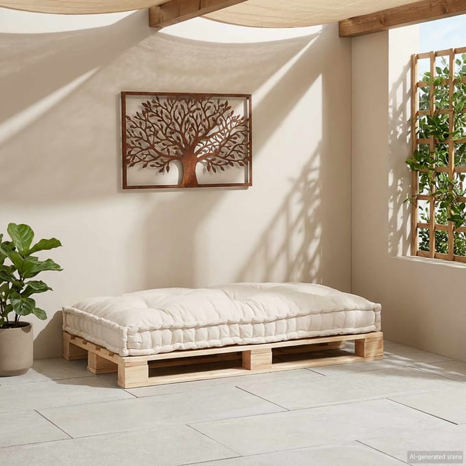 vidaXL - Pallet - Sofa - Kussen - Crèmekleurig - 120 - x - 80 - x - 12 - cm - Stof