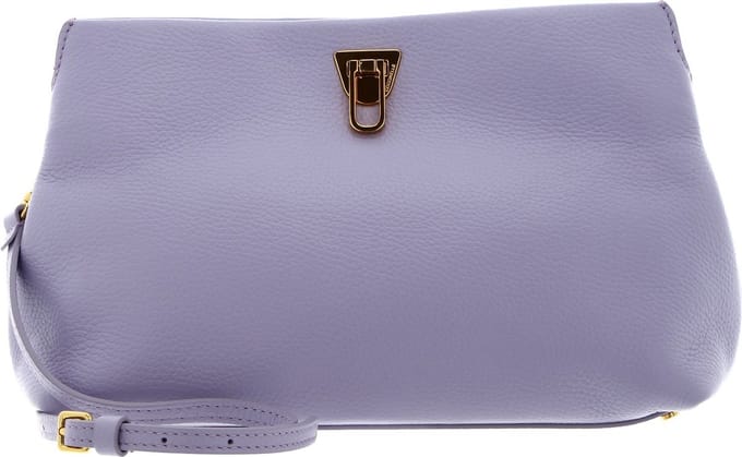 COCCINELLE Leren Koppeling Schoudertas Beat Clutch Handbag Grained Leather Lavender Paars