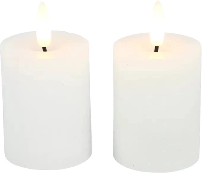 Stompkaars Lyon met LED - 5 x 9 cm - Wit - 2 stuks