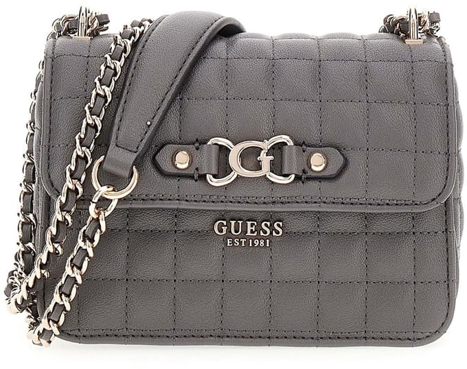GUESS schoudertas avondtas Nadira Mini Convertible Xbody Flap Bag Slate grijs