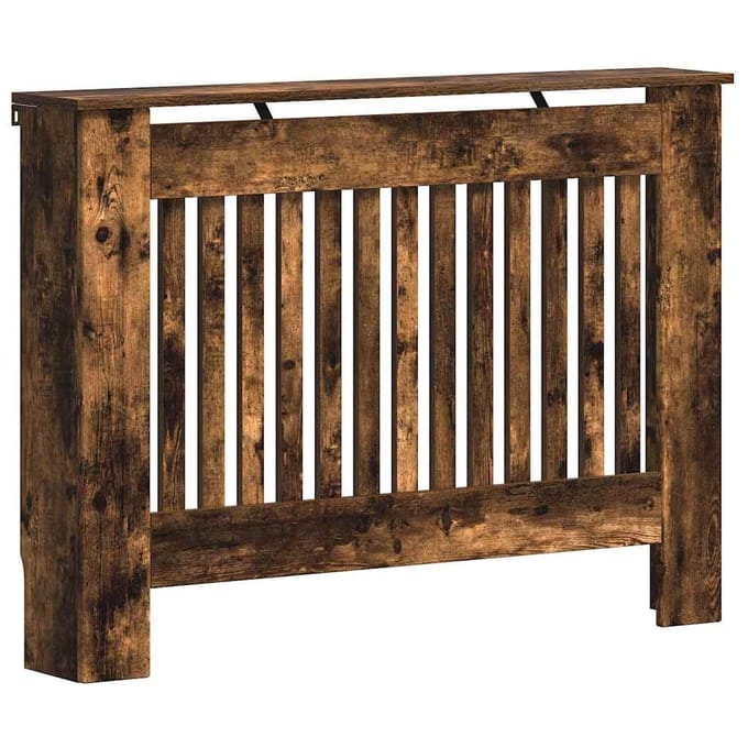 vidaXL Radiatorafdekking Gerookt eiken 112 x 19 x 81,5 cm Bewerkt hout