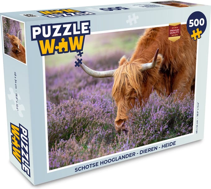 Puzzel Schotse Hooglander - Dieren - Heide - Legpuzzel - Puzzel 500 stukjes