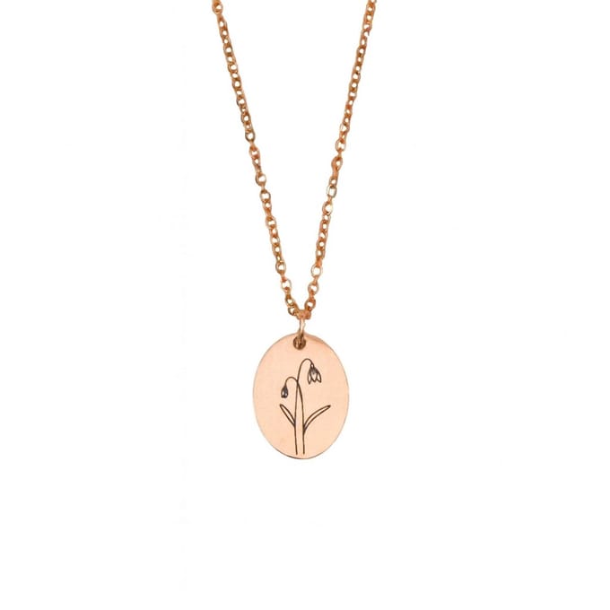 Ovale Geboortebloem Ketting Goud
