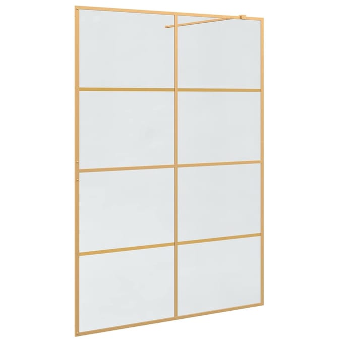 vidaXL - Inloopdouchewand - Goud - 140 - x - 195 - cm - gehard - glas