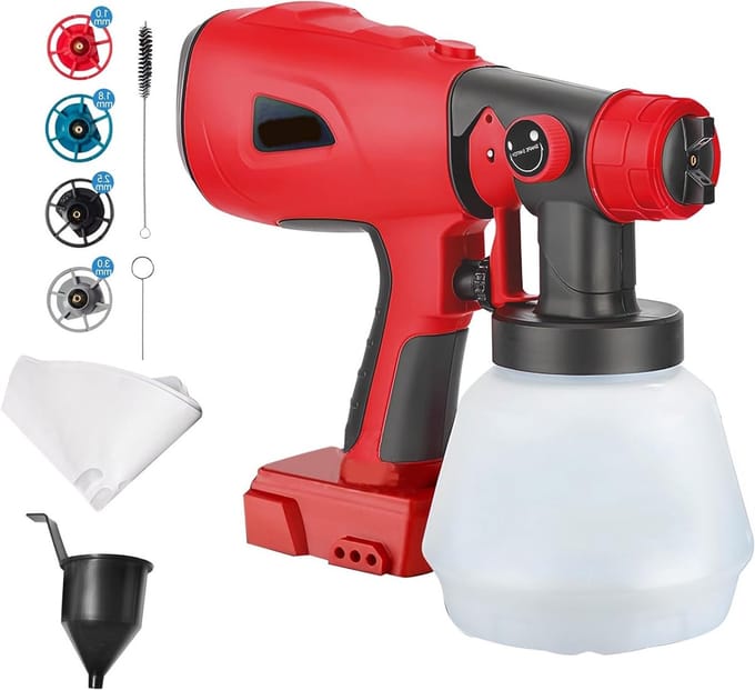 Omgoods - Draadloze Verf Spuitpistool 18V met 4 Spuitmonden